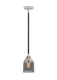 288-1S-BPN-G53 Stem Hung 5" Black Polished Nickel Mini Pendant - Plated Smoke Small Bell Glass - LED Bulb - Dimmensions: 5 x 5 x 8.5<br>Minimum Height : 18<br>Maximum Height : 42 - Sloped Ceiling Compatible: Yes