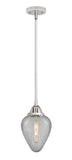 288-1S-PC-G165 Stem Hung 6.5" Polished Chrome Mini Pendant - Clear Crackle Geneseo Glass - LED Bulb - Dimmensions: 6.5 x 6.5 x 11.5<br>Minimum Height : 21<br>Maximum Height : 45 - Sloped Ceiling Compatible: Yes