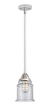 288-1S-PC-G184 Stem Hung 6" Polished Chrome Mini Pendant - Seedy Canton Glass - LED Bulb - Dimmensions: 6 x 6 x 10<br>Minimum Height : 19.5<br>Maximum Height : 43.5 - Sloped Ceiling Compatible: Yes