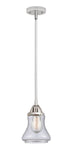 288-1S-PC-G194 Stem Hung 6" Polished Chrome Mini Pendant - Seedy Bellmont Glass - LED Bulb - Dimmensions: 6 x 6 x 9<br>Minimum Height : 18.5<br>Maximum Height : 42.5 - Sloped Ceiling Compatible: Yes