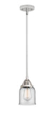 288-1S-PC-G52 Stem Hung 5" Polished Chrome Mini Pendant - Clear Small Bell Glass - LED Bulb - Dimmensions: 5 x 5 x 8.5<br>Minimum Height : 18<br>Maximum Height : 42 - Sloped Ceiling Compatible: Yes