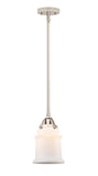 288-1S-PN-G181 Stem Hung 6" Polished Nickel Mini Pendant - Matte White Canton Glass - LED Bulb - Dimmensions: 6 x 6 x 10<br>Minimum Height : 19.5<br>Maximum Height : 43.5 - Sloped Ceiling Compatible: Yes