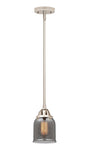 288-1S-PN-G53 Stem Hung 5" Polished Nickel Mini Pendant - Plated Smoke Small Bell Glass - LED Bulb - Dimmensions: 5 x 5 x 8.5<br>Minimum Height : 18<br>Maximum Height : 42 - Sloped Ceiling Compatible: Yes