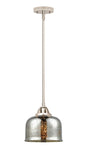 288-1S-PN-G78 Stem Hung 8" Polished Nickel Mini Pendant - Silver Plated Mercury Large Bell Glass - LED Bulb - Dimmensions: 8 x 8 x 8.5<br>Minimum Height : 18<br>Maximum Height : 42 - Sloped Ceiling Compatible: Yes