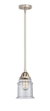 288-1S-SN-G184 Stem Hung 6" Brushed Satin Nickel Mini Pendant - Seedy Canton Glass - LED Bulb - Dimmensions: 6 x 6 x 10<br>Minimum Height : 19.5<br>Maximum Height : 43.5 - Sloped Ceiling Compatible: Yes