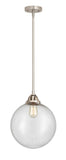 288-1S-SN-G204-12 Stem Hung 12" Brushed Satin Nickel Mini Pendant - Seedy Beacon Glass - LED Bulb - Dimmensions: 12 x 12 x 14.5<br>Minimum Height : 24<br>Maximum Height : 48 - Sloped Ceiling Compatible: Yes