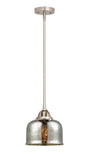 288-1S-SN-G78 Stem Hung 8" Brushed Satin Nickel Mini Pendant - Silver Plated Mercury Large Bell Glass - LED Bulb - Dimmensions: 8 x 8 x 8.5<br>Minimum Height : 18<br>Maximum Height : 42 - Sloped Ceiling Compatible: Yes