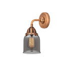 1-Light 5" Antique Copper Sconce - Plated Smoke Small Bell Glass LED