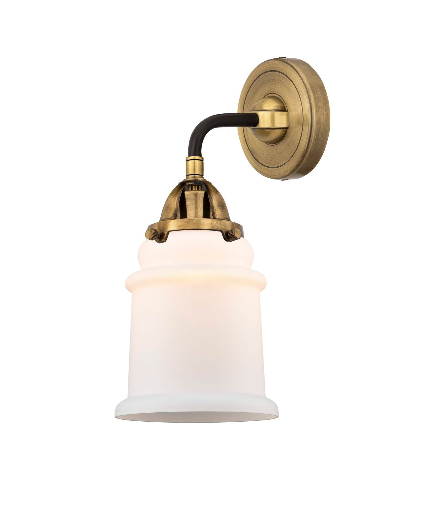 288-1W-BAB-G181 1-Light 6" Black Antique Brass Sconce - Matte White Canton Glass - LED Bulb - Dimmensions: 6 x 7.25 x 11.625 - Glass Up or Down: Yes