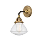 288-1W-BAB-G324 1-Light 6.75" Black Antique Brass Sconce - Seedy Olean Glass - LED Bulb - Dimmensions: 6.75 x 6.875 x 9.375 - Glass Up or Down: Yes