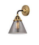 288-1W-BAB-G43 1-Light 7.75" Black Antique Brass Sconce - Plated Smoke Large Cone Glass - LED Bulb - Dimmensions: 7.75 x 8.125 x 10.375 - Glass Up or Down: Yes