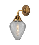 288-1W-BB-G165 1-Light 6.5" Brushed Brass Sconce - Clear Crackle Geneseo Glass - LED Bulb - Dimmensions: 6.5 x 7.5 x 13.125 - Glass Up or Down: Yes