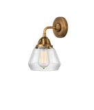 288-1W-BB-G172 1-Light 6.75" Brushed Brass Sconce - Clear Fulton Glass - LED Bulb - Dimmensions: 6.75 x 7.625 x 9.625 - Glass Up or Down: Yes