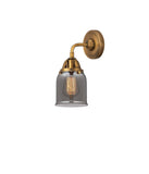 288-1W-BB-G53 1-Light 5" Brushed Brass Sconce - Plated Smoke Small Bell Glass - LED Bulb - Dimmensions: 5 x 6.75 x 10.125 - Glass Up or Down: Yes