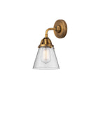 288-1W-BB-G64 1-Light 6.25" Brushed Brass Sconce - Seedy Small Cone Glass - LED Bulb - Dimmensions: 6.25 x 7.375 x 10.125 - Glass Up or Down: Yes