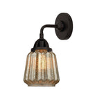 288-1W-BK-G146 1-Light 7" Matte Black Sconce - Mercury Plated Chatham Glass - LED Bulb - Dimmensions: 7 x 7.25 x 12.375 - Glass Up or Down: Yes