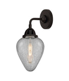 288-1W-BK-G165 1-Light 6.5" Matte Black Sconce - Clear Crackle Geneseo Glass - LED Bulb - Dimmensions: 6.5 x 7.5 x 13.125 - Glass Up or Down: Yes