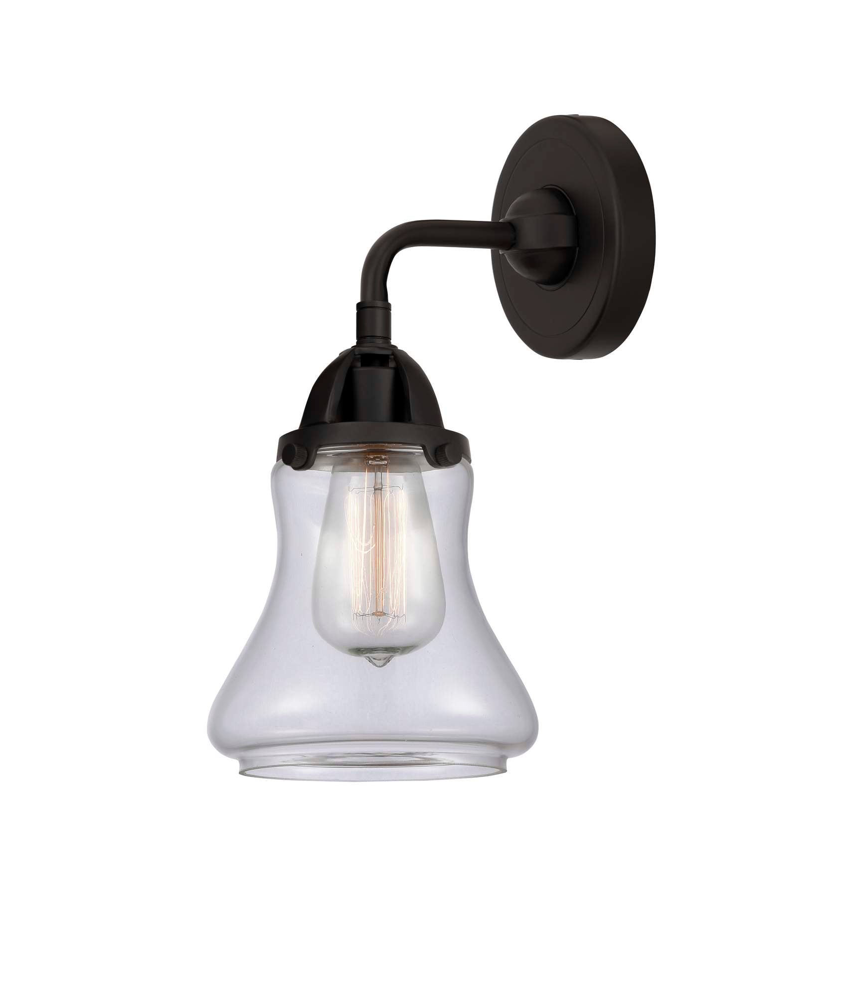 288-1W-BK-G192 1-Light 6" Matte Black Sconce - Clear Bellmont Glass - LED Bulb - Dimmensions: 6 x 7.25 x 10.625 - Glass Up or Down: Yes