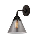 288-1W-BK-G43 1-Light 7.75" Matte Black Sconce - Plated Smoke Large Cone Glass - LED Bulb - Dimmensions: 7.75 x 8.125 x 10.375 - Glass Up or Down: Yes