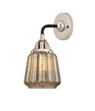 288-1W-BPN-G146 1-Light 7" Black Polished Nickel Sconce - Mercury Plated Chatham Glass - LED Bulb - Dimmensions: 7 x 7.25 x 12.375 - Glass Up or Down: Yes