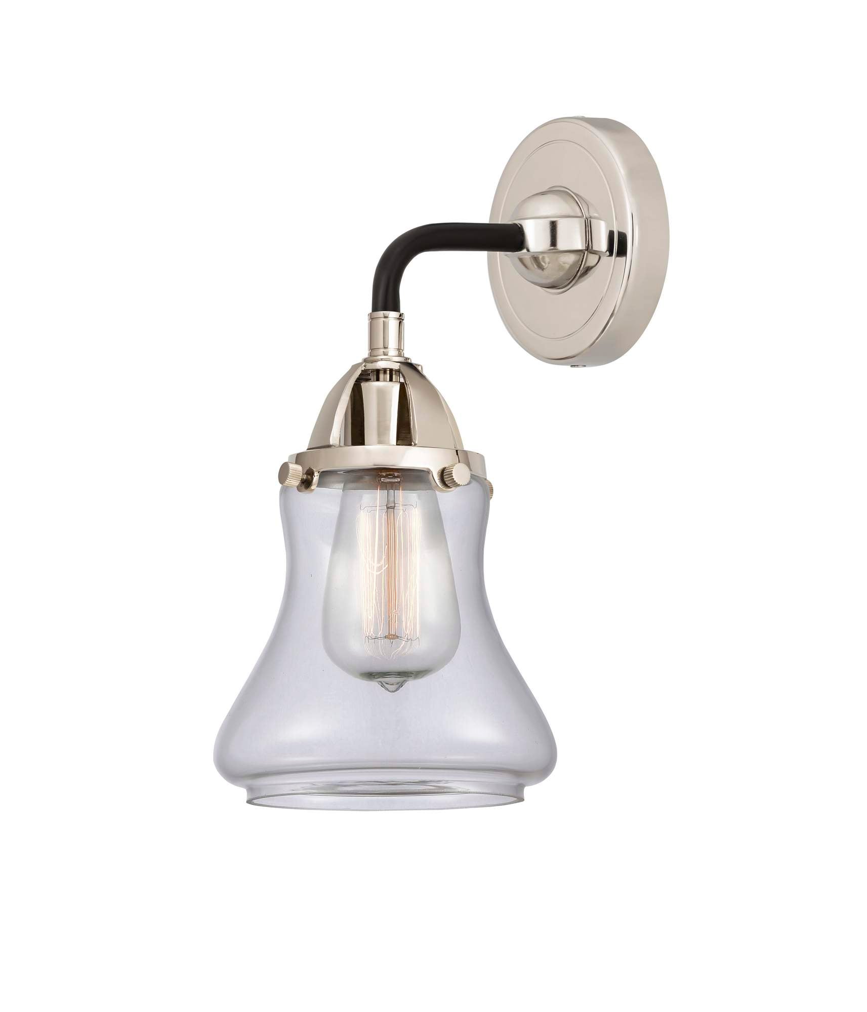 288-1W-BPN-G192 1-Light 6" Black Polished Nickel Sconce - Clear Bellmont Glass - LED Bulb - Dimmensions: 6 x 7.25 x 10.625 - Glass Up or Down: Yes