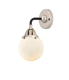 288-1W-BPN-G201-6 1-Light 6" Black Polished Nickel Sconce - Matte White Cased Beacon Glass - LED Bulb - Dimmensions: 6 x 7.25 x 10.125 - Glass Up or Down: Yes