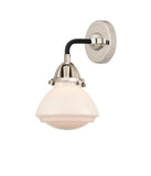 288-1W-BPN-G321 1-Light 6.75" Black Polished Nickel Sconce - Matte White Olean Glass - LED Bulb - Dimmensions: 6.75 x 6.875 x 9.375 - Glass Up or Down: Yes