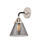 288-1W-BPN-G43 1-Light 7.75" Black Polished Nickel Sconce - Plated Smoke Large Cone Glass - LED Bulb - Dimmensions: 7.75 x 8.125 x 10.375 - Glass Up or Down: Yes