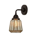 288-1W-OB-G146 1-Light 7" Oil Rubbed Bronze Sconce - Mercury Plated Chatham Glass - LED Bulb - Dimmensions: 7 x 7.25 x 12.375 - Glass Up or Down: Yes