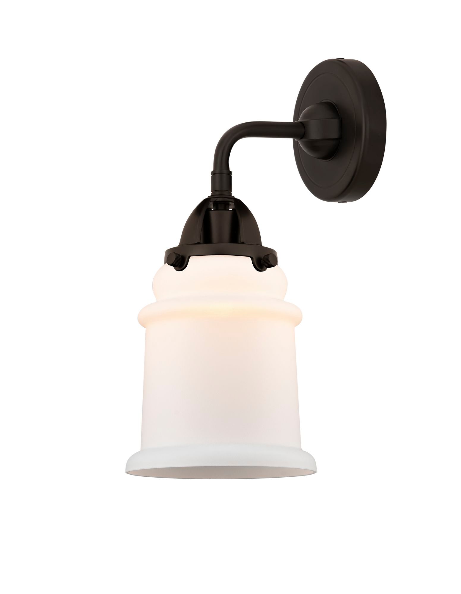 288-1W-OB-G181 1-Light 6" Oil Rubbed Bronze Sconce - Matte White Canton Glass - LED Bulb - Dimmensions: 6 x 7.25 x 11.625 - Glass Up or Down: Yes