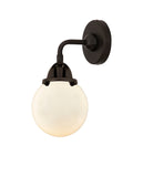 288-1W-OB-G201-6 1-Light 6" Oil Rubbed Bronze Sconce - Matte White Cased Beacon Glass - LED Bulb - Dimmensions: 6 x 7.25 x 10.125 - Glass Up or Down: Yes