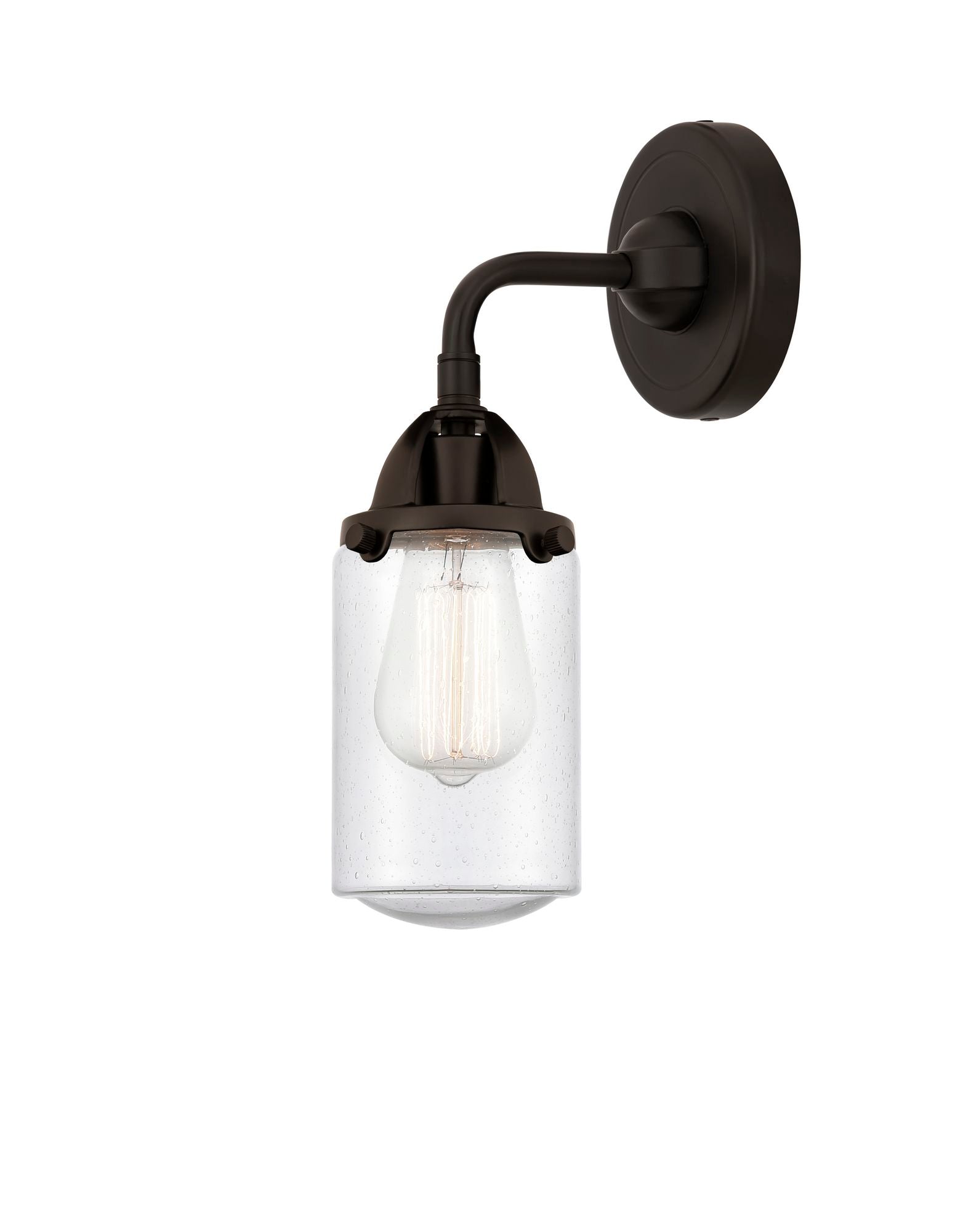 288-1W-OB-G314 1-Light 4.5" Oil Rubbed Bronze Sconce - Seedy Dover Glass - LED Bulb - Dimmensions: 4.5 x 6.5 x 10.875 - Glass Up or Down: Yes