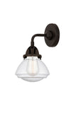 288-1W-OB-G324 1-Light 6.75" Oil Rubbed Bronze Sconce - Seedy Olean Glass - LED Bulb - Dimmensions: 6.75 x 6.875 x 9.375 - Glass Up or Down: Yes