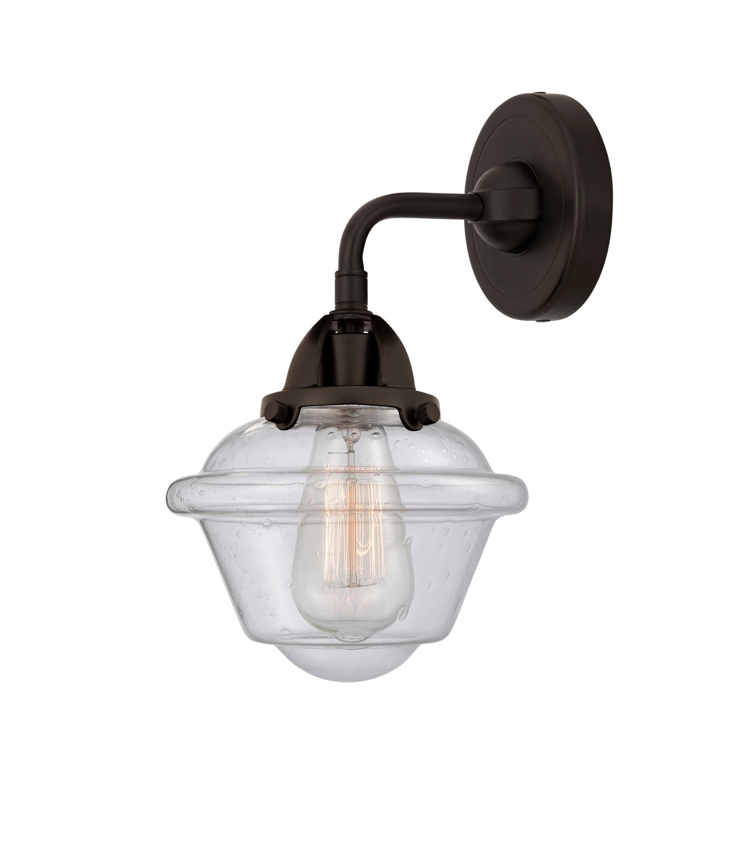 288-1W-OB-G534 1-Light 7.5" Oil Rubbed Bronze Sconce - Seedy Small Oxford Glass - LED Bulb - Dimmensions: 7.5 x 8 x 10.125 - Glass Up or Down: Yes