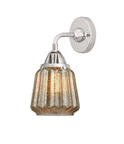 288-1W-PC-G146 1-Light 7" Polished Chrome Sconce - Mercury Plated Chatham Glass - LED Bulb - Dimmensions: 7 x 7.25 x 12.375 - Glass Up or Down: Yes