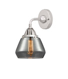 288-1W-PC-G173 1-Light 6.75" Polished Chrome Sconce - Plated Smoke Fulton Glass - LED Bulb - Dimmensions: 6.75 x 7.625 x 9.625 - Glass Up or Down: Yes