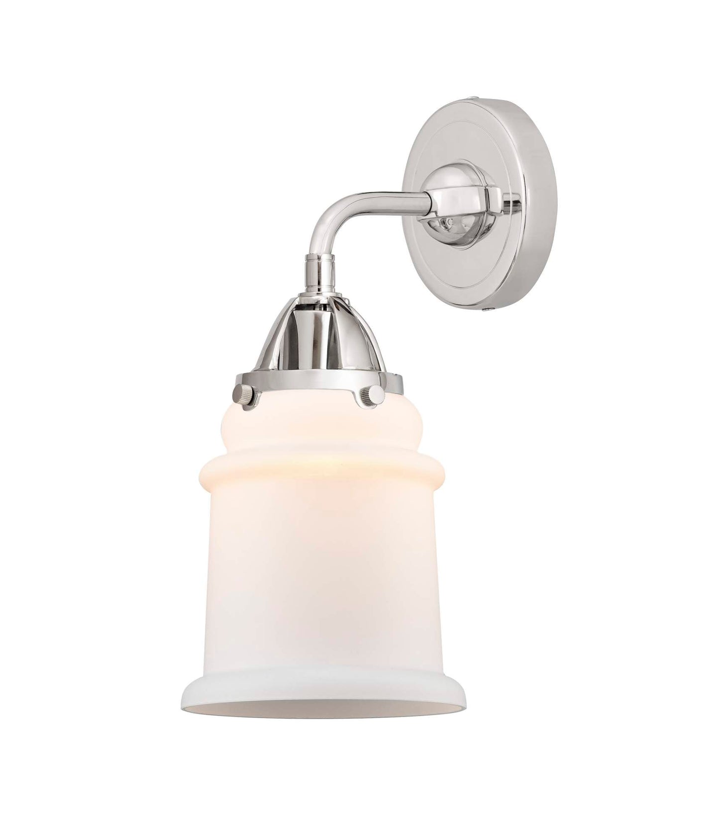 288-1W-PC-G181 1-Light 6" Polished Chrome Sconce - Matte White Canton Glass - LED Bulb - Dimmensions: 6 x 7.25 x 11.625 - Glass Up or Down: Yes