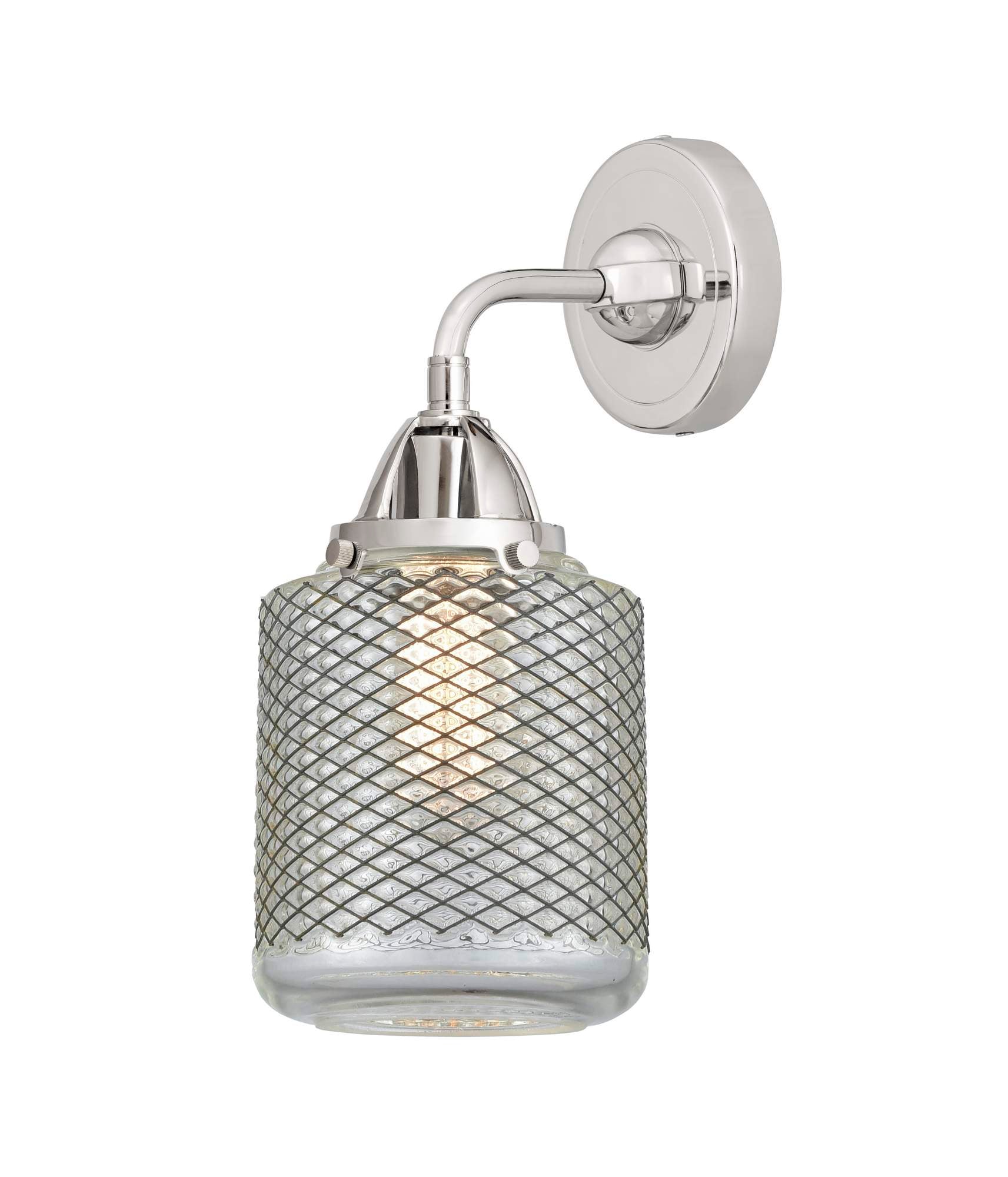 288-1W-PC-G262 1-Light 6" Polished Chrome Sconce - Vintage Wire Mesh Stanton Glass - LED Bulb - Dimmensions: 6 x 7.25 x 12.125 - Glass Up or Down: Yes