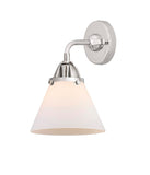 288-1W-PC-G41 1-Light 7.75" Polished Chrome Sconce - Matte White Cased Large Cone Glass - LED Bulb - Dimmensions: 7.75 x 8.125 x 10.375 - Glass Up or Down: Yes