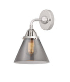 288-1W-PC-G43 1-Light 7.75" Polished Chrome Sconce - Plated Smoke Large Cone Glass - LED Bulb - Dimmensions: 7.75 x 8.125 x 10.375 - Glass Up or Down: Yes