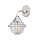 288-1W-PC-G534 1-Light 7.5" Polished Chrome Sconce - Seedy Small Oxford Glass - LED Bulb - Dimmensions: 7.5 x 8 x 10.125 - Glass Up or Down: Yes