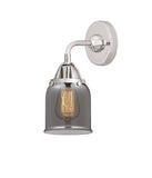 288-1W-PC-G53 1-Light 5" Polished Chrome Sconce - Plated Smoke Small Bell Glass - LED Bulb - Dimmensions: 5 x 6.75 x 10.125 - Glass Up or Down: Yes