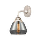 288-1W-PN-G173 1-Light 6.75" Polished Nickel Sconce - Plated Smoke Fulton Glass - LED Bulb - Dimmensions: 6.75 x 7.625 x 9.625 - Glass Up or Down: Yes
