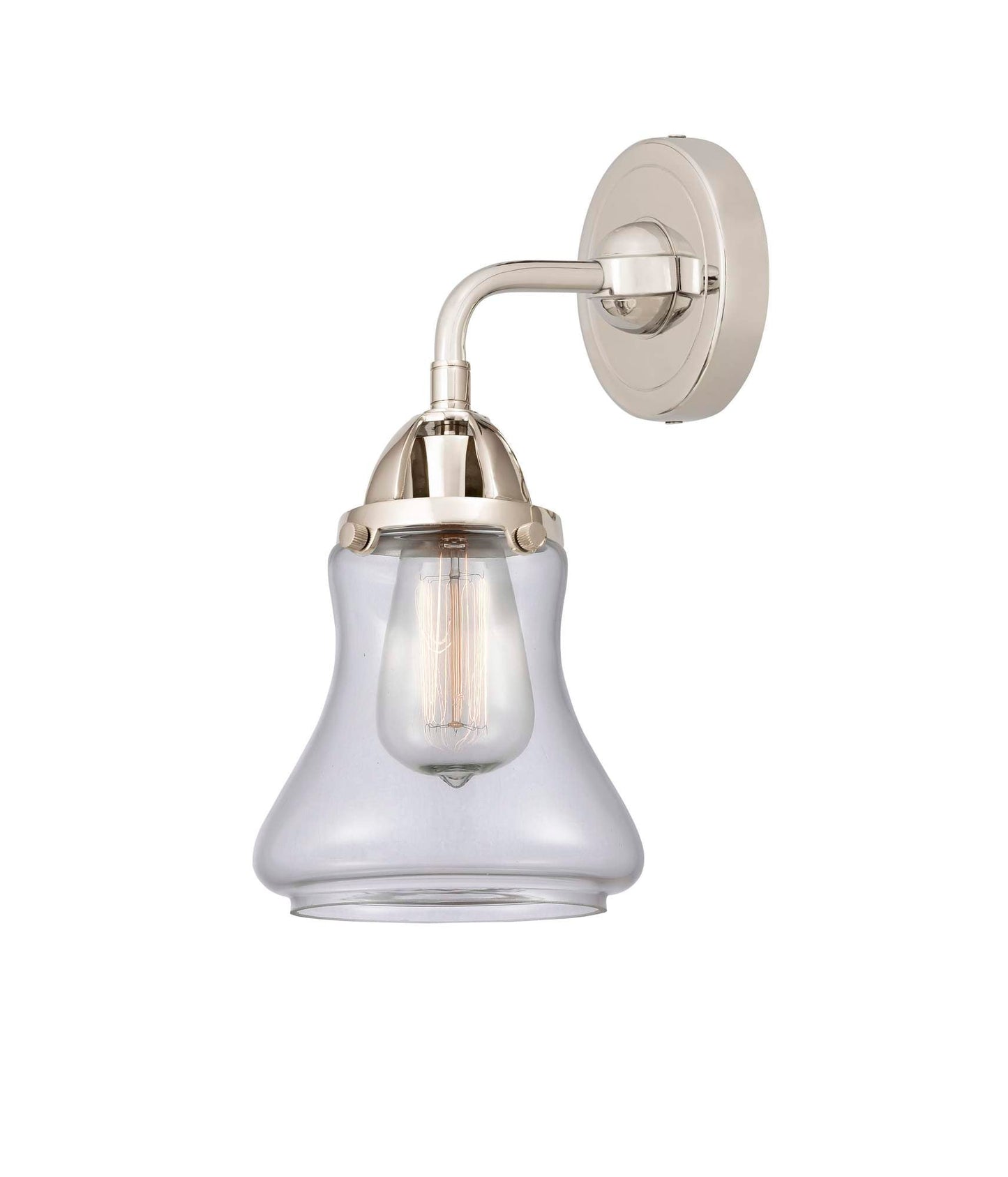 288-1W-PN-G192 1-Light 6" Polished Nickel Sconce - Clear Bellmont Glass - LED Bulb - Dimmensions: 6 x 7.25 x 10.625 - Glass Up or Down: Yes