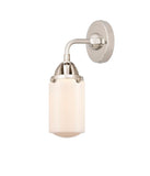 288-1W-PN-G311 1-Light 4.5" Polished Nickel Sconce - Matte White Cased Dover Glass - LED Bulb - Dimmensions: 4.5 x 6.5 x 10.875 - Glass Up or Down: Yes