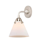288-1W-PN-G41 1-Light 7.75" Polished Nickel Sconce - Matte White Cased Large Cone Glass - LED Bulb - Dimmensions: 7.75 x 8.125 x 10.375 - Glass Up or Down: Yes
