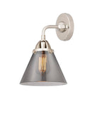 288-1W-PN-G43 1-Light 7.75" Polished Nickel Sconce - Plated Smoke Large Cone Glass - LED Bulb - Dimmensions: 7.75 x 8.125 x 10.375 - Glass Up or Down: Yes