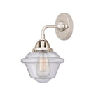 288-1W-PN-G534 1-Light 7.5" Polished Nickel Sconce - Seedy Small Oxford Glass - LED Bulb - Dimmensions: 7.5 x 8 x 10.125 - Glass Up or Down: Yes