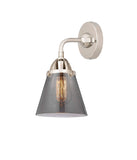 288-1W-PN-G63 1-Light 6.25" Polished Nickel Sconce - Plated Smoke Small Cone Glass - LED Bulb - Dimmensions: 6.25 x 7.375 x 10.125 - Glass Up or Down: Yes