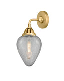 288-1W-SG-G165 1-Light 6.5" Satin Gold Sconce - Clear Crackle Geneseo Glass - LED Bulb - Dimmensions: 6.5 x 7.5 x 13.125 - Glass Up or Down: Yes